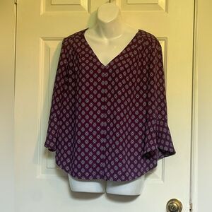 41 Hawthorn Purple Floral Print Top Sz M - Business Casual Workwear